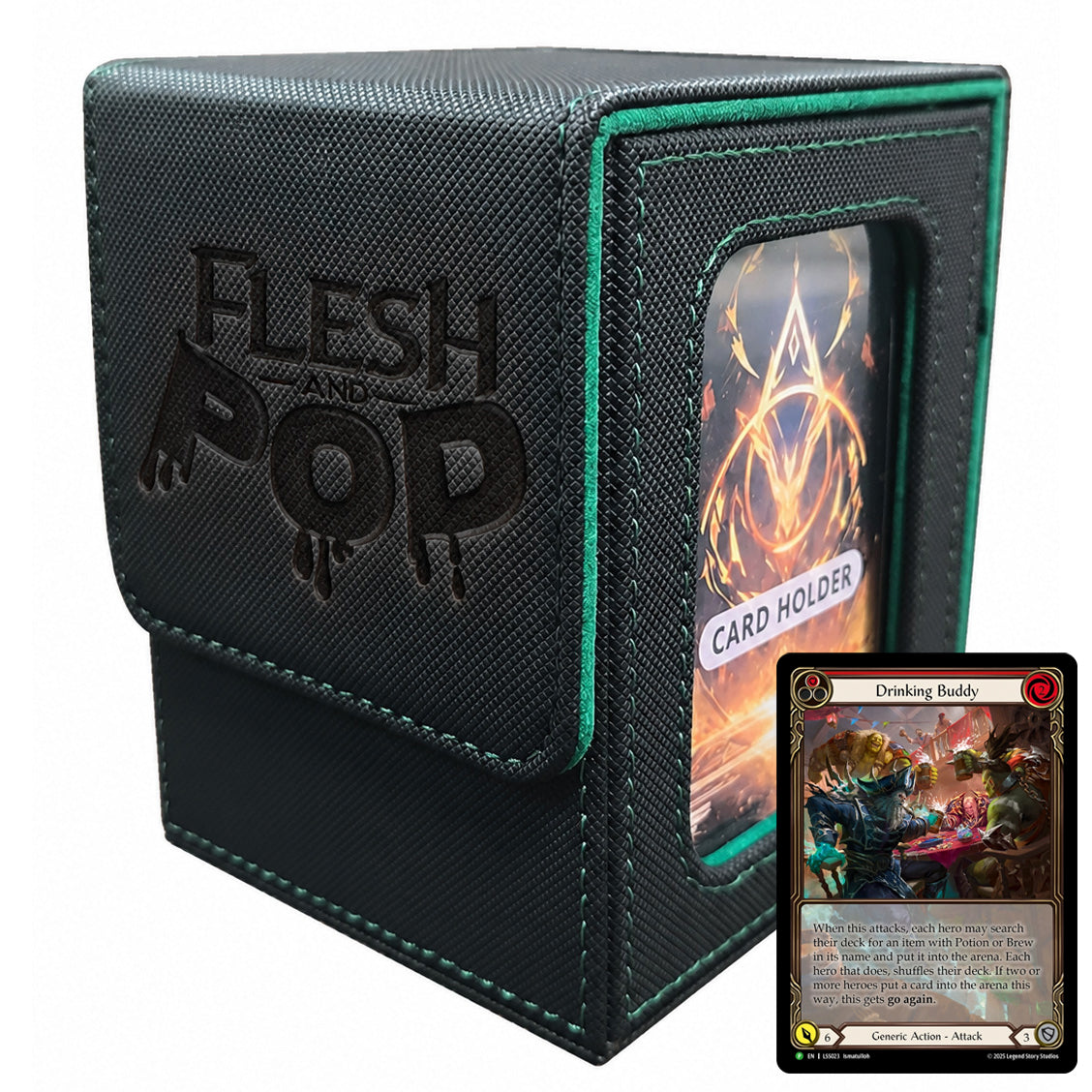 Flesh and Pod - Black and Green Magnetic Vertical Deck Box PREORDER
